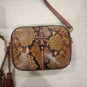 Tory Burch Brown Textured Crossbody Bag